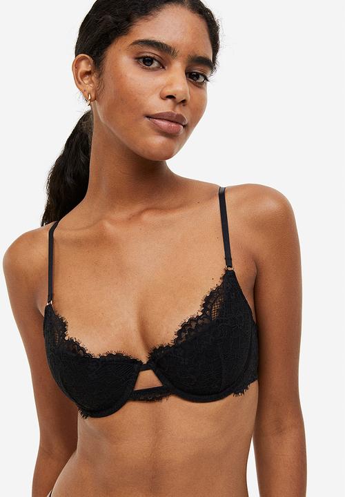 H&M - Padded underwired lace bra - black