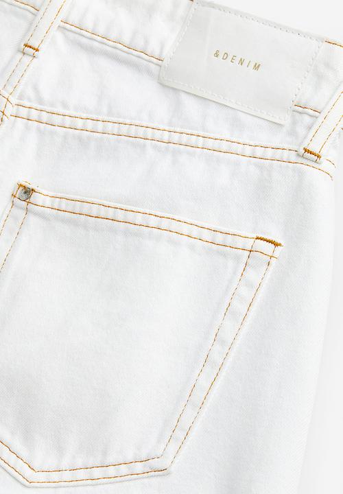 H&M - Curvy fit denim shorts - white