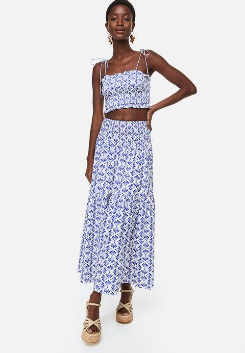 H&M - A-line skirt - white/patterned 
