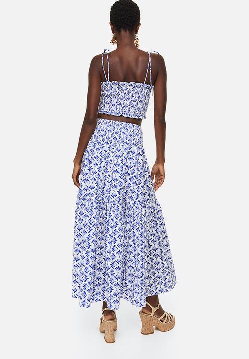 H&M - A-line skirt - white/patterned 