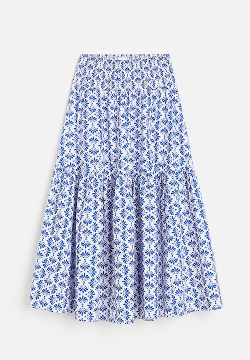 H&M - A-line skirt - white/patterned 