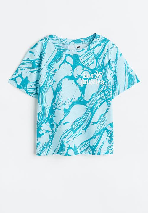 H&M - Cotton T-shirt - turquoise/marbled