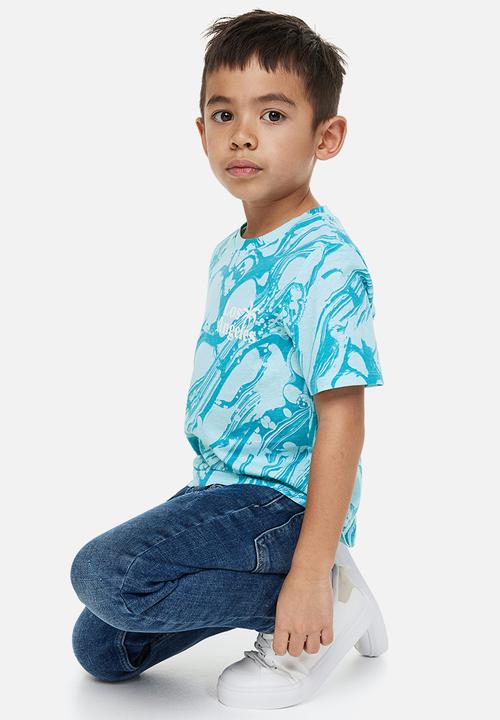 H&M - Cotton T-shirt - turquoise/marbled