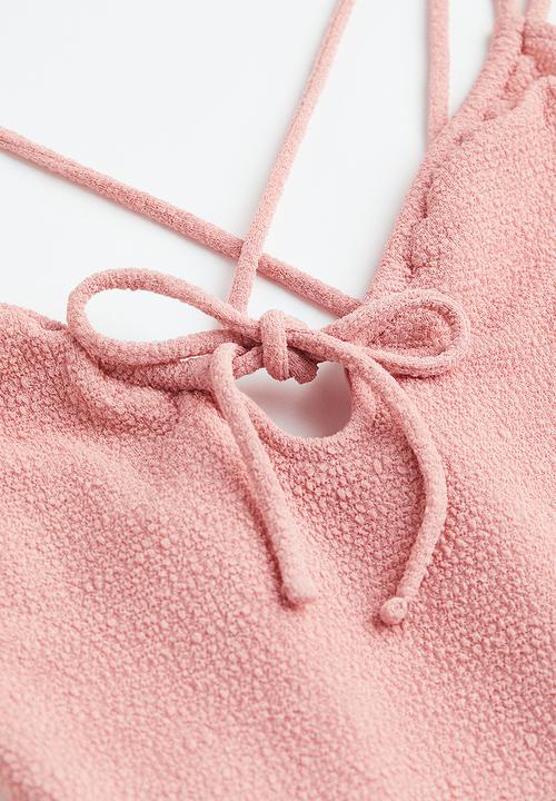 H&M - Crinkled drawstring-detail dress - light pink