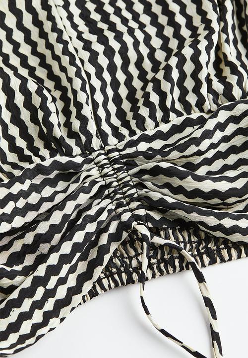 H&M - Drawstring blouse - black/patterned