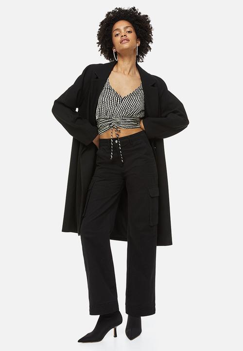 H&M - Drawstring blouse - black/patterned