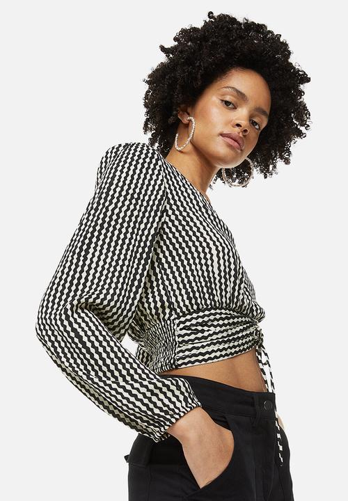 H&M - Drawstring blouse - black/patterned