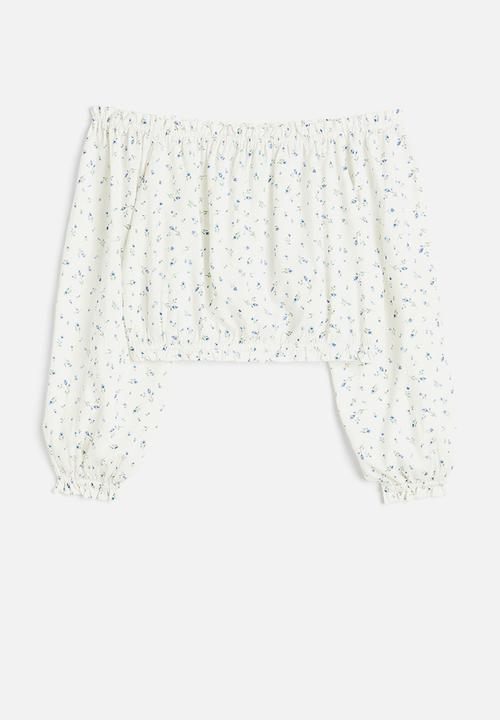 H&M - Off-the-shoulder blouse - white / floral 