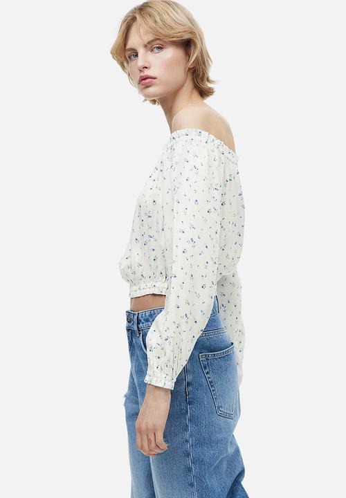 H&M - Off-the-shoulder blouse - white / floral 