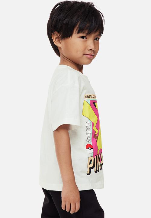H&M - Printed T-shirt - white/pokémon