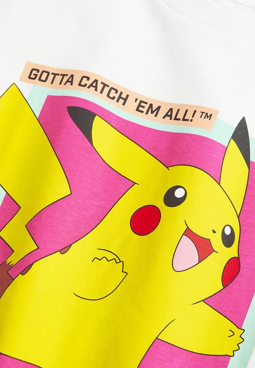 H&M - Printed T-shirt - white/pokémon