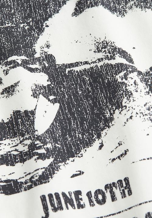 H&M - Cropped printed t-shirt - white/surfer