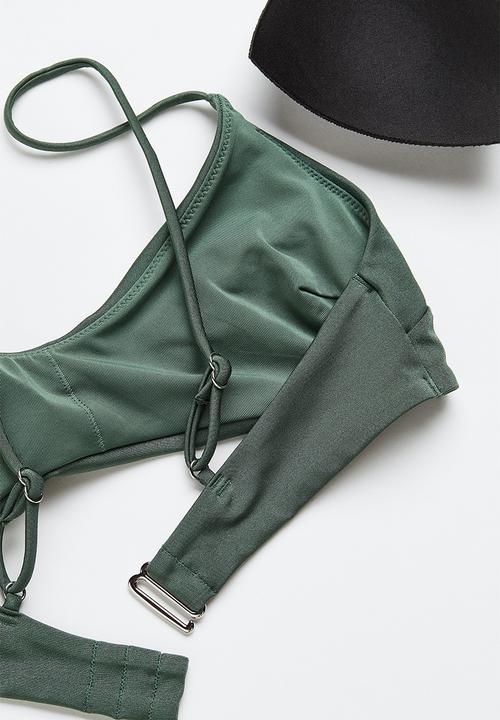 H&M - Padded bikini top - khaki green