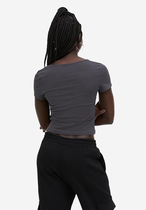 H&M - Cotton jersey top - dark grey