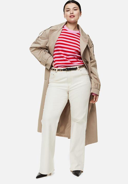 H&M - Cotton jersey top - pink/striped 
