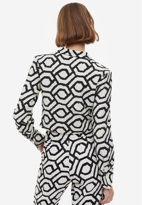 H&M - Collared blouse - cream/patterned