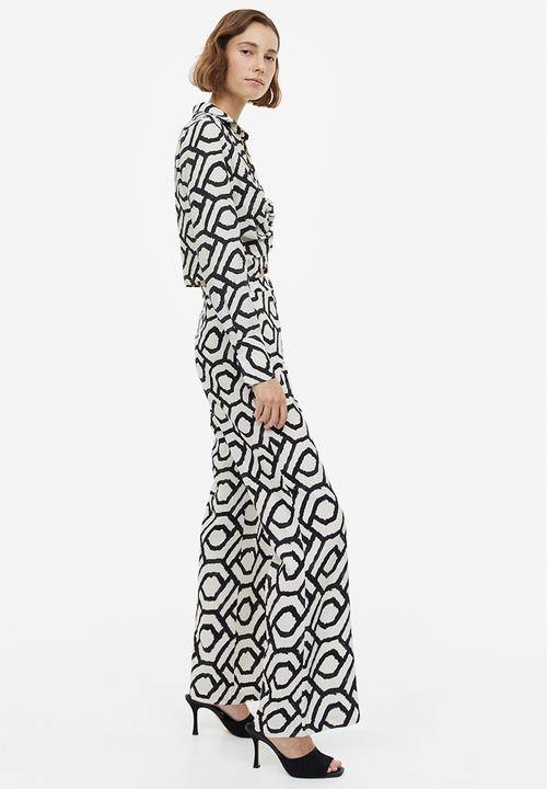 H&M - Collared blouse - cream/patterned