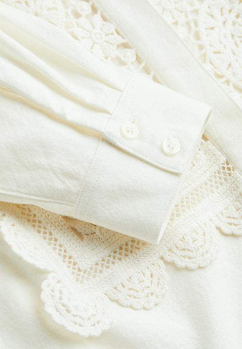 H&M - Lace-detail shirt - white