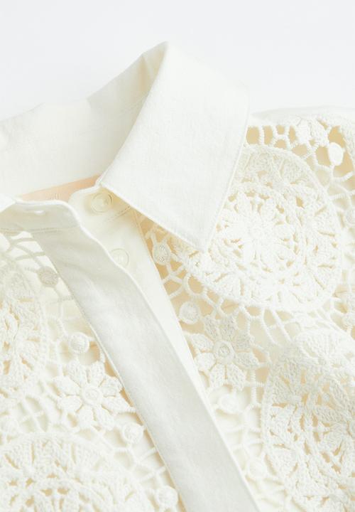 H&M - Lace-detail shirt - white