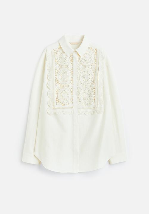 H&M - Lace-detail shirt - white