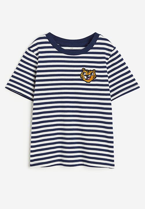 H&M - Printed T-shirt - dark blue/tiger