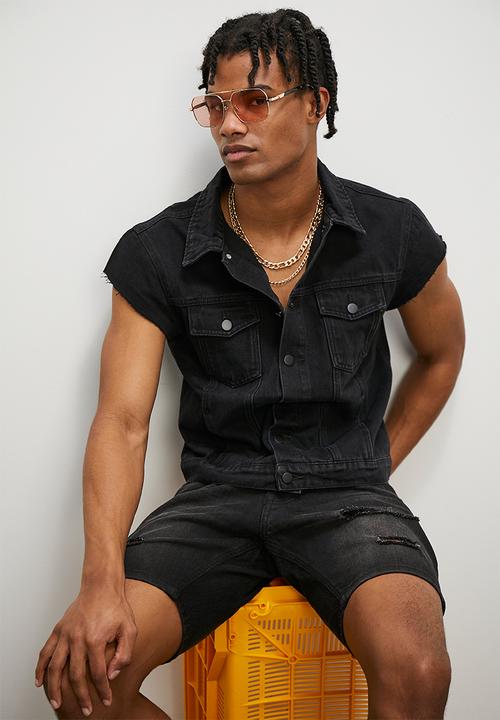 STYLE REPUBLIC - Ozzle fashion sleeveless trucker jacket - black