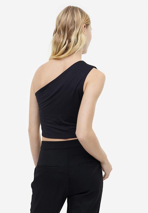H&M - Gathered one-shoulder top - black