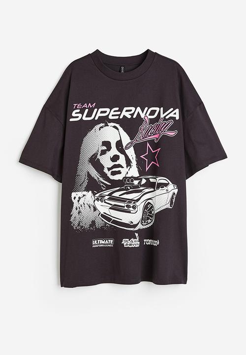 H&M - Oversized printed t-shirt - black / supernova 