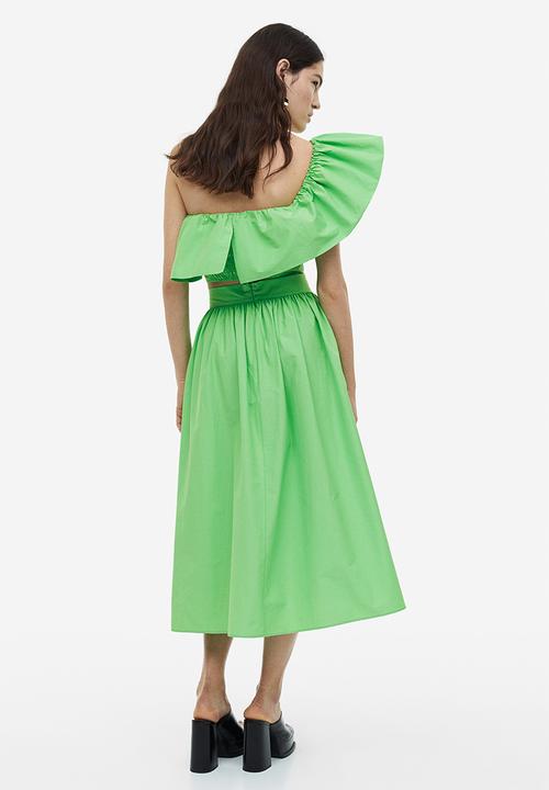 H&M - Flounced one-shoulder top - bright green
