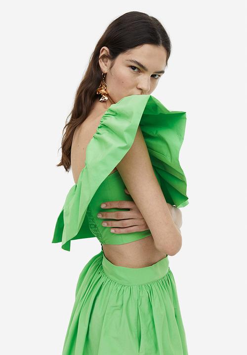 H&M - Flounced one-shoulder top - bright green