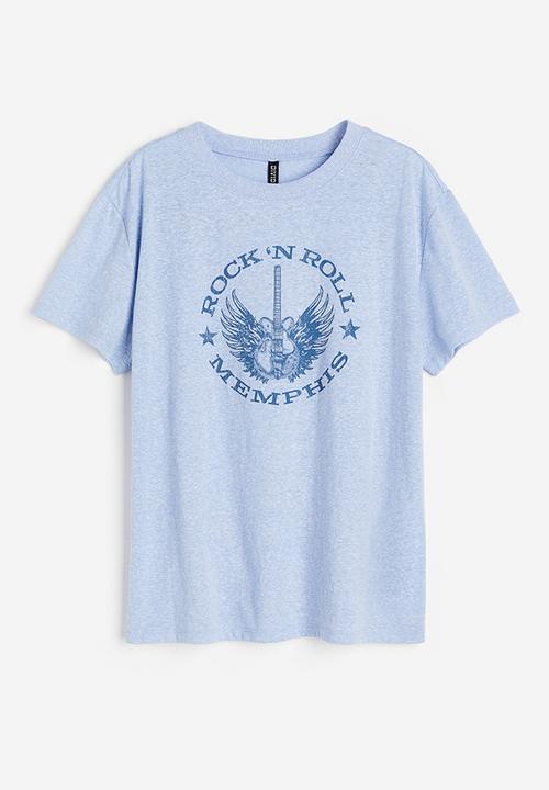 H&M - T-shirt - light blue marl/memphis