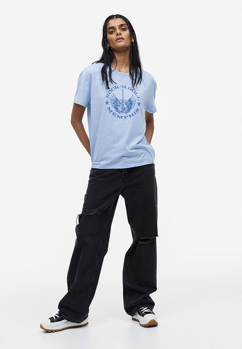 H&M - T-shirt - light blue marl/memphis