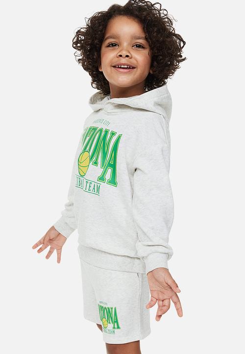 H&M - 2-piece printed sweatshirt set - light grey marl/arizona 