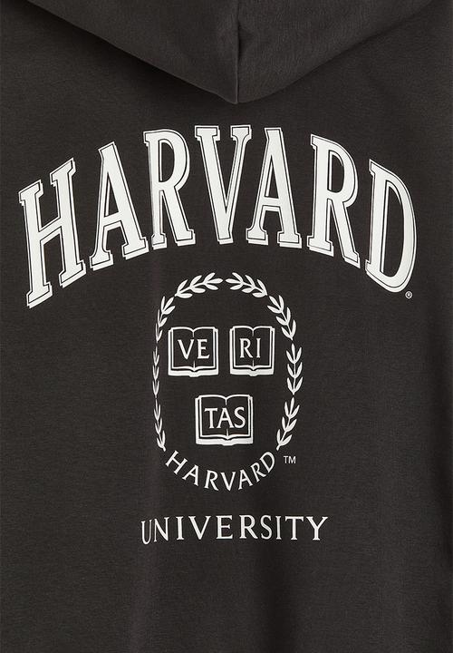 H&M - Oversized printed hoodie - black / harvard