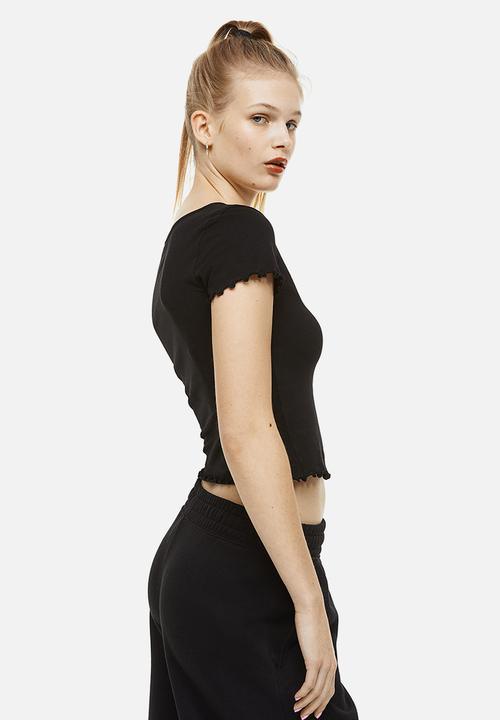 H&M - V-neck cropped top - black