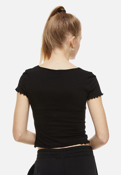 H&M - V-neck cropped top - black