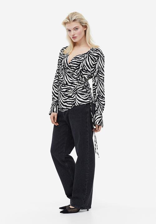 H&M - Wrap blouse - black/zebra print 