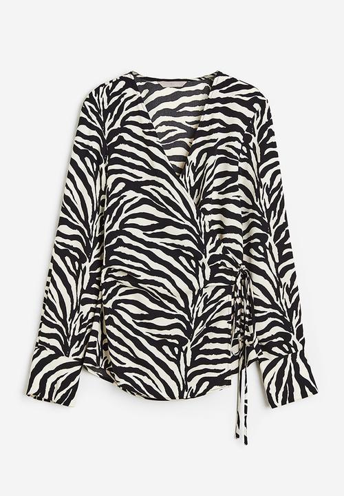 H&M - Wrap blouse - black/zebra print 