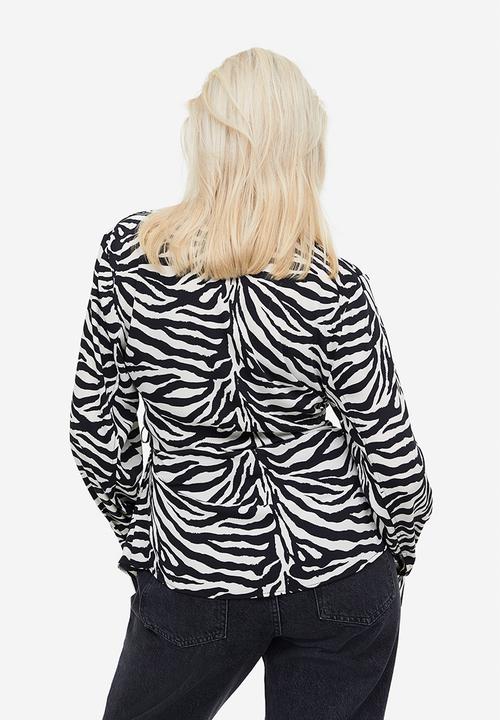 H&M - Wrap blouse - black/zebra print 