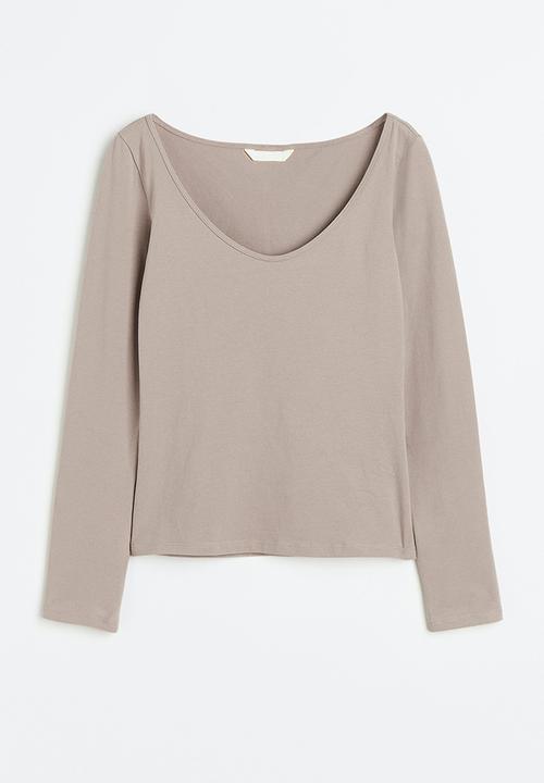 H&M - Long-sleeved jersey top - beige