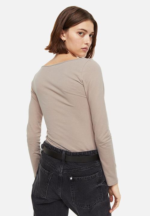 H&M - Long-sleeved jersey top - beige