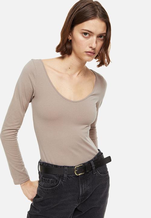 H&M - Long-sleeved jersey top - beige