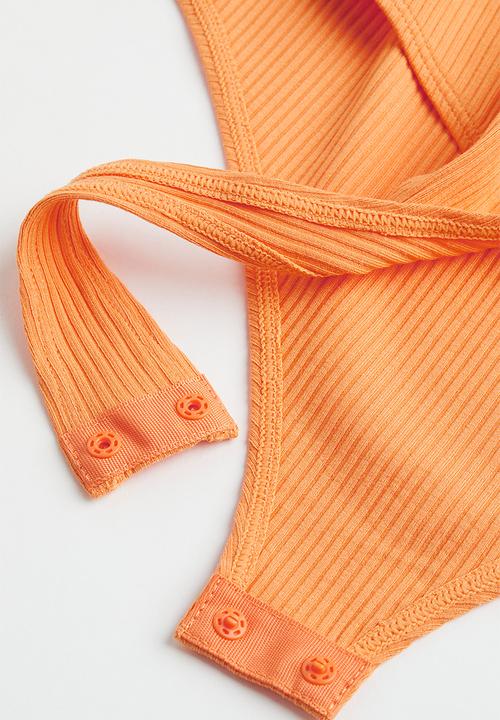 H&M - Ribbed thong body - orange