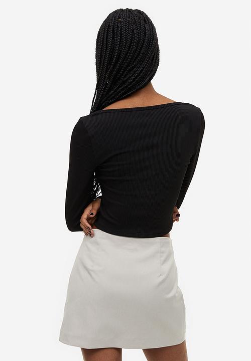 H&M - Ribbed jersey top - black