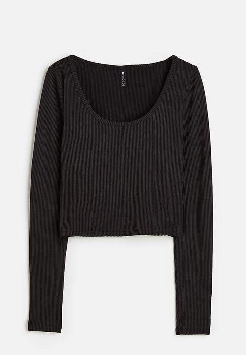 H&M - Ribbed jersey top - black