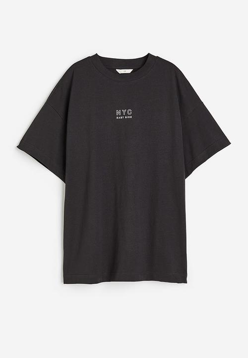 H&M - Oversized t-shirt - dark grey/nyc