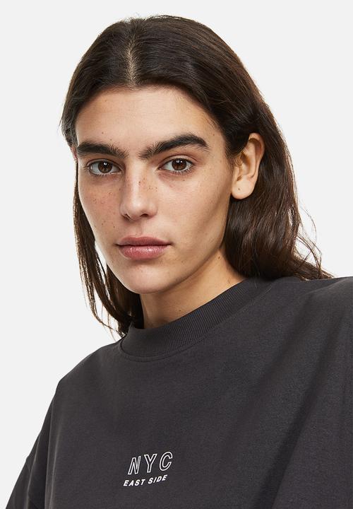 H&M - Oversized t-shirt - dark grey/nyc