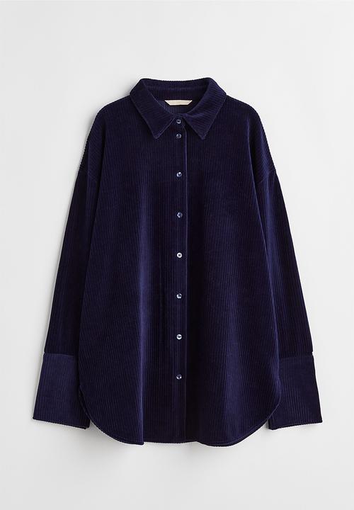 H&M - Ribbed velour shirt - dark blue