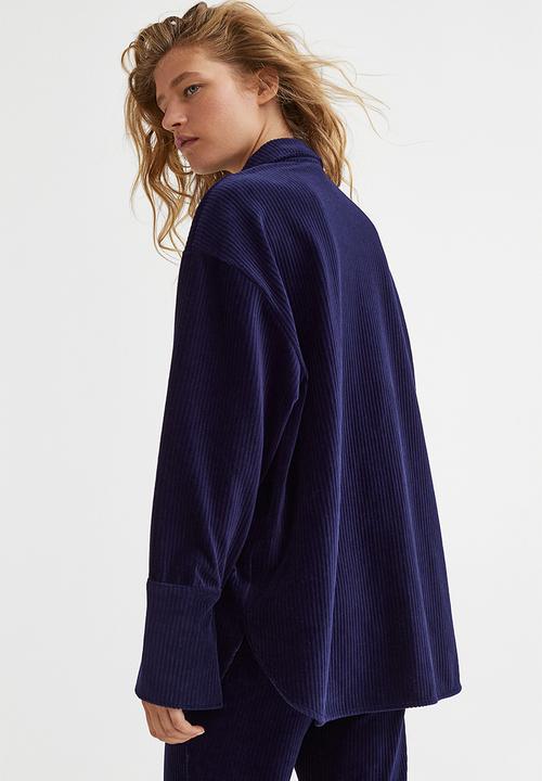 H&M - Ribbed velour shirt - dark blue