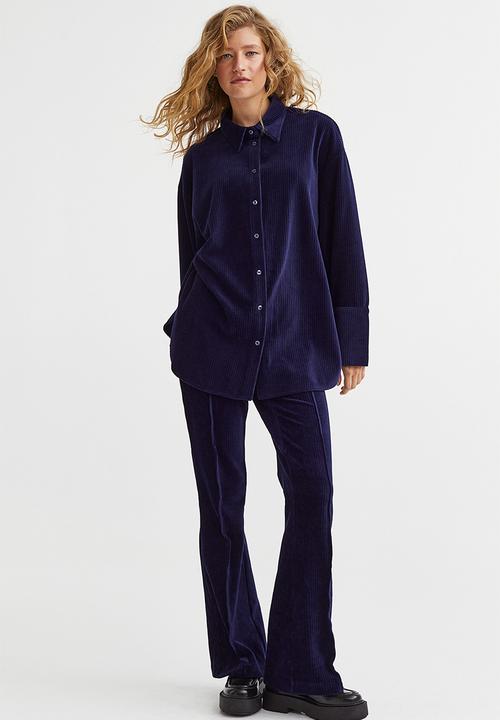 H&M - Ribbed velour shirt - dark blue